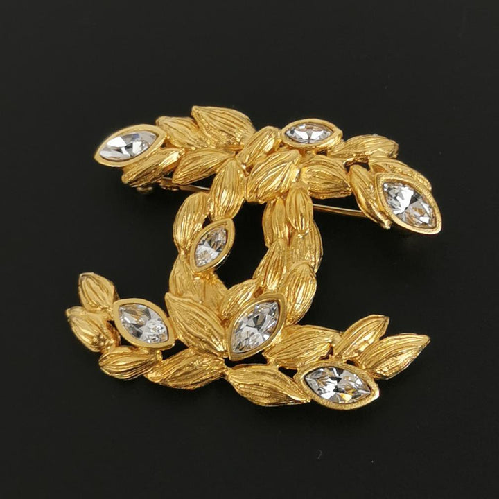 Chanel Wheat Sheaf CC Logo Gold Brooch