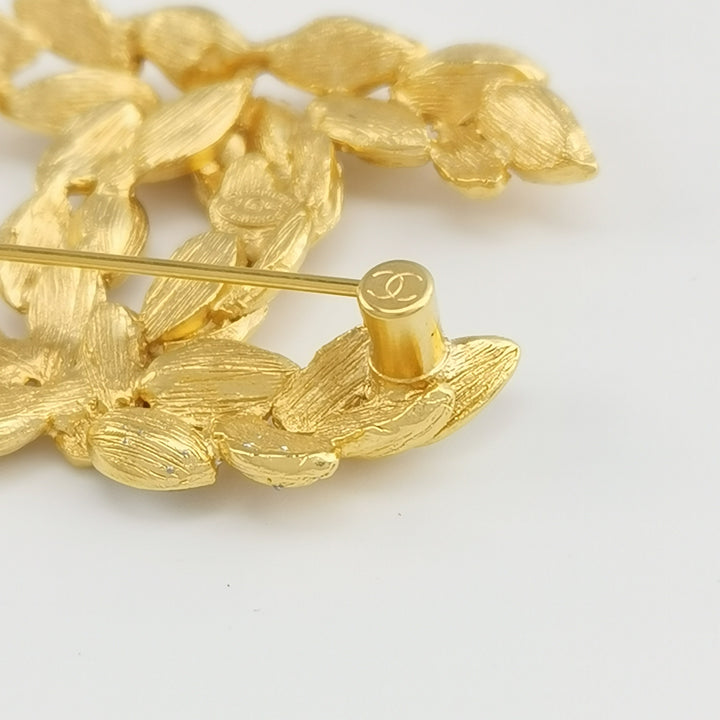 Chanel Wheat Sheaf CC Logo Gold Brooch