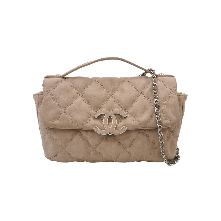 Chanel 2013 Double Stitch Hampton Flap Bag Beige