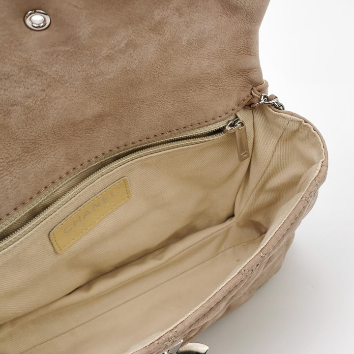 Chanel 2013 Double Stitch Hampton Flap Bag Beige