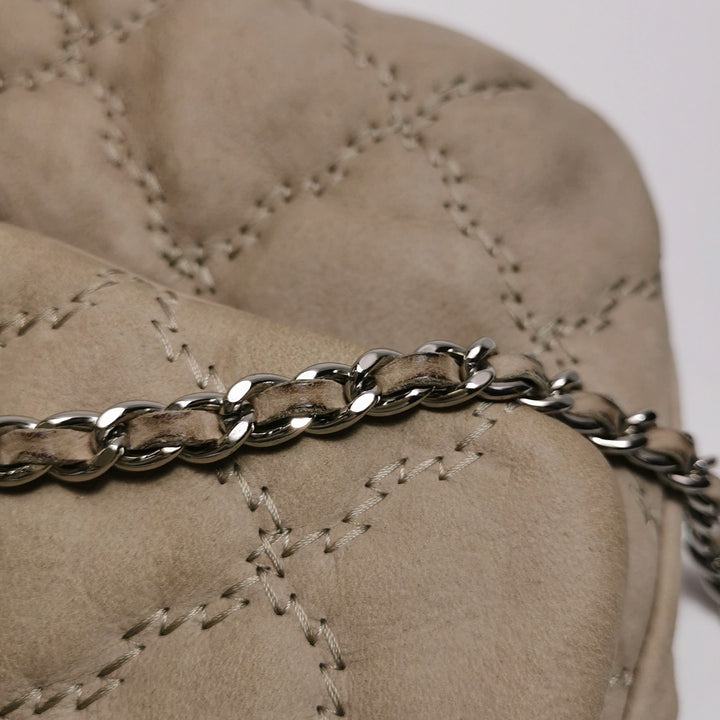 Chanel 2013 Double Stitch Hampton Flap Bag Beige