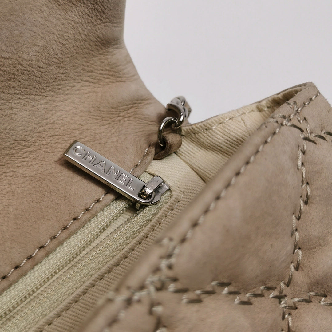 Chanel 2013 Double Stitch Hampton Flap Bag Beige