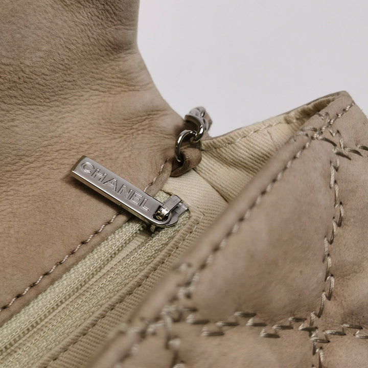 Chanel 2013 Double Stitch Hampton Flap Bag Beige