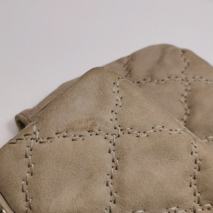 Chanel 2013 Double Stitch Hampton Flap Bag Beige