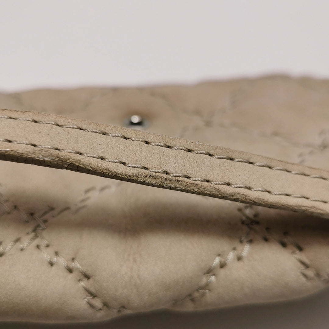 Chanel 2013 Double Stitch Hampton Flap Bag Beige