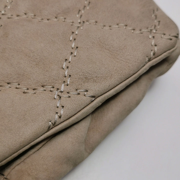 Chanel 2013 Double Stitch Hampton Flap Bag Beige