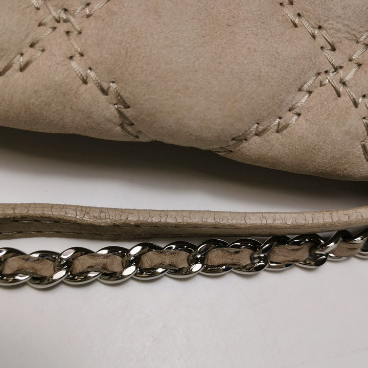 Chanel 2013 Double Stitch Hampton Flap Bag Beige