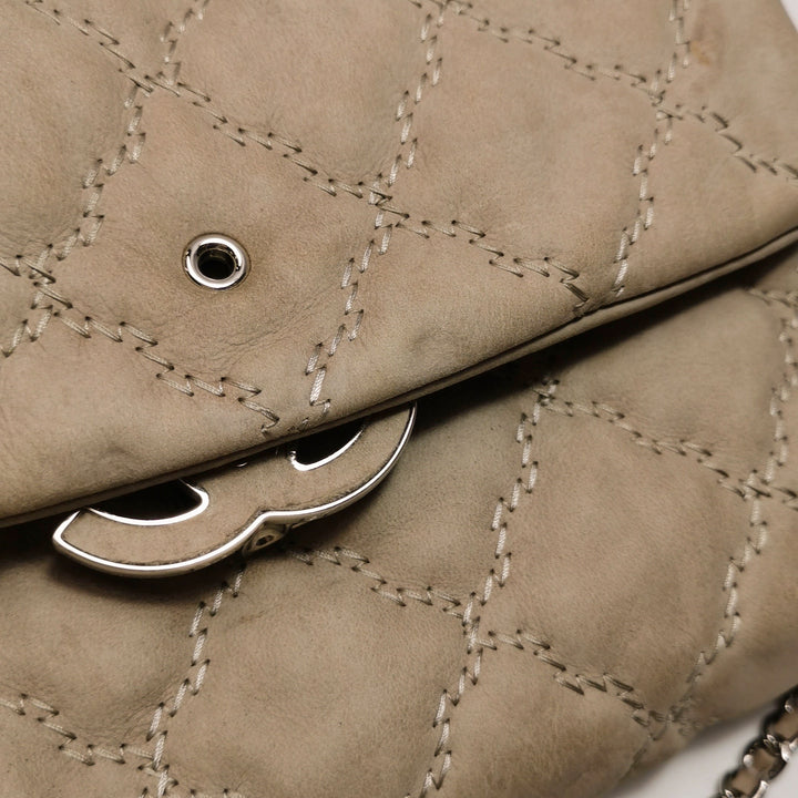 Chanel 2013 Double Stitch Hampton Flap Bag Beige