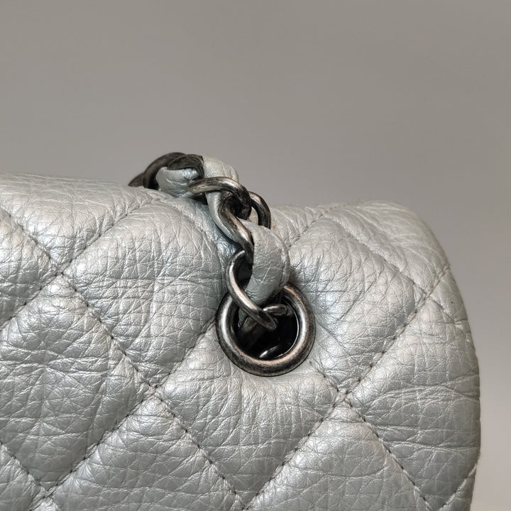 Chanel 2016 XXL Travel Flap Bag Metallic Silver Calfskin