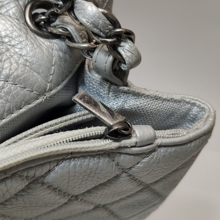 Chanel 2016 XXL Travel Flap Bag Metallic Silver Calfskin