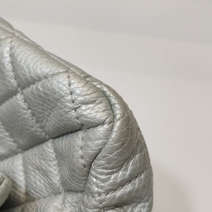 Chanel 2016 XXL Travel Flap Bag Metallic Silver Calfskin