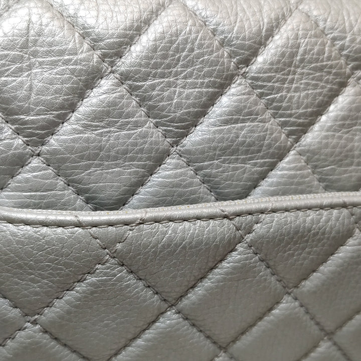 Chanel 2016 XXL Travel Flap Bag Metallic Silver Calfskin