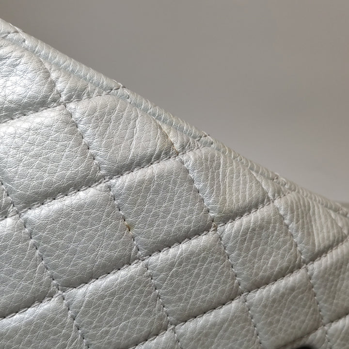 Chanel 2016 XXL Travel Flap Bag Metallic Silver Calfskin
