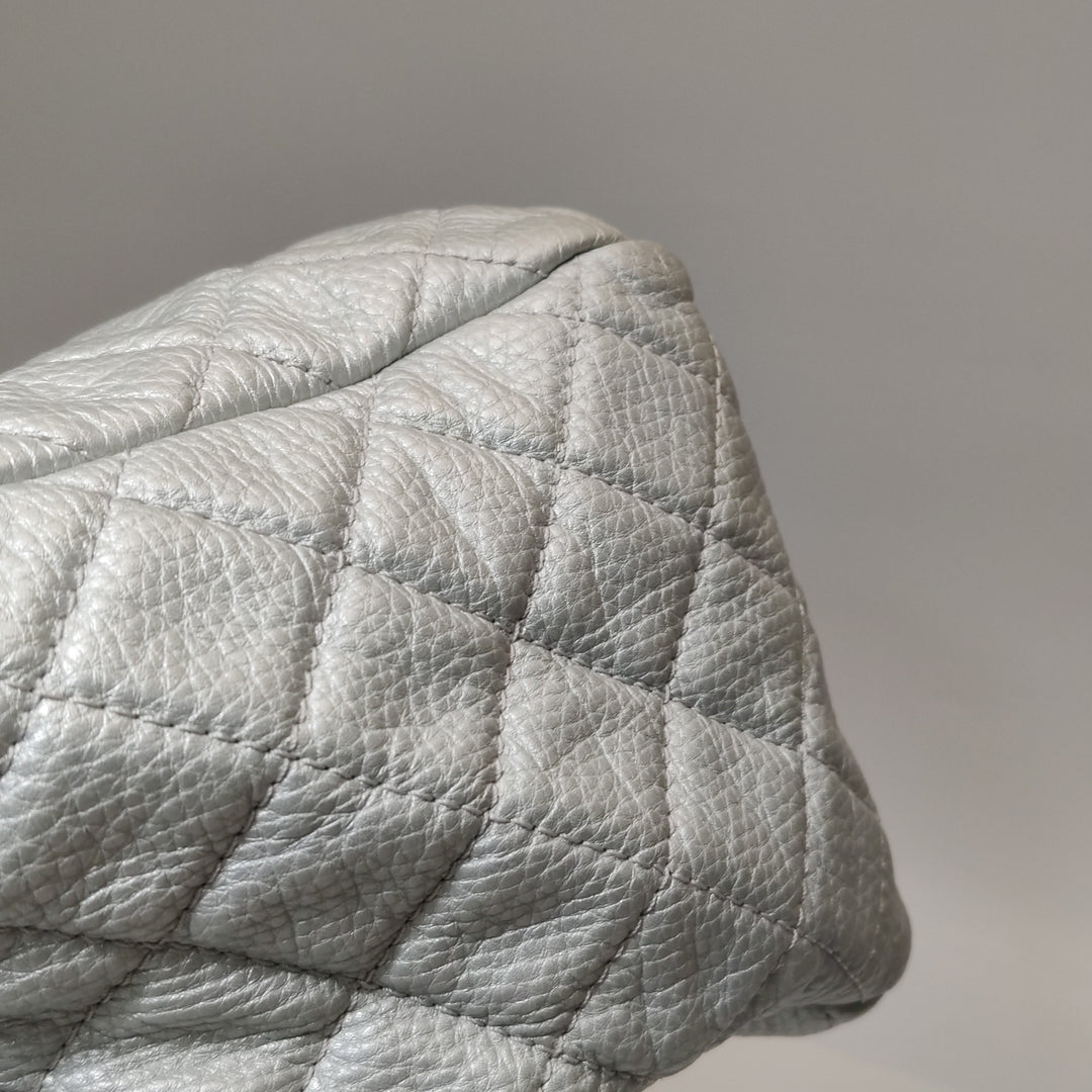 Chanel 2016 XXL Travel Flap Bag Metallic Silver Calfskin
