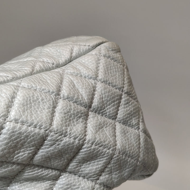 Chanel 2016 XXL Travel Flap Bag Metallic Silver Calfskin