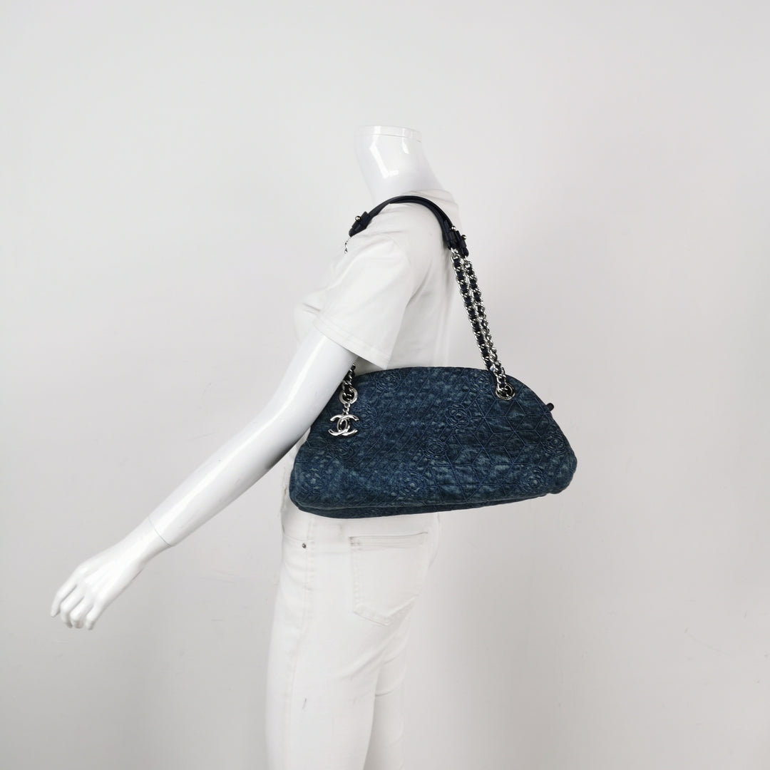Chanel2012  Camellia Mademoiselle Denim Shoulder Bag Blue