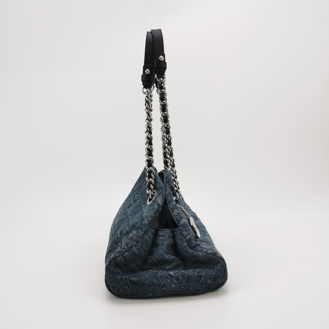 Chanel2012  Camellia Mademoiselle Denim Shoulder Bag Blue