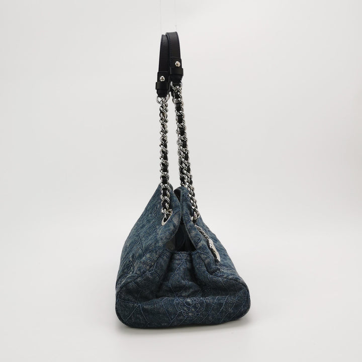 Chanel2012  Camellia Mademoiselle Denim Shoulder Bag Blue