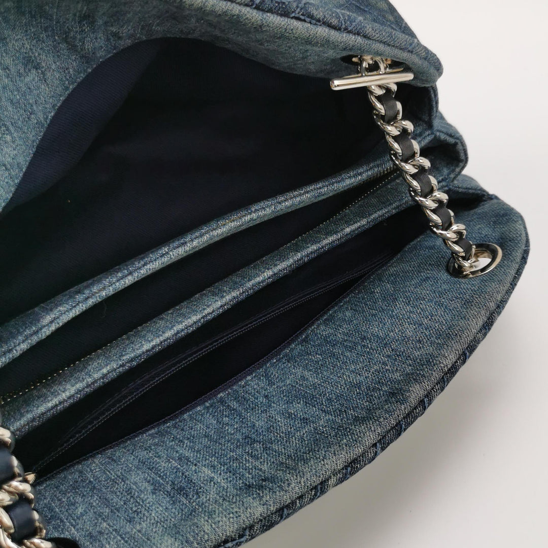 Chanel2012  Camellia Mademoiselle Denim Shoulder Bag Blue