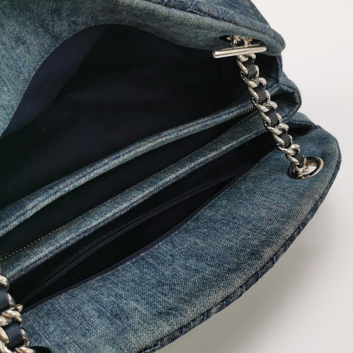 Chanel2012  Camellia Mademoiselle Denim Shoulder Bag Blue