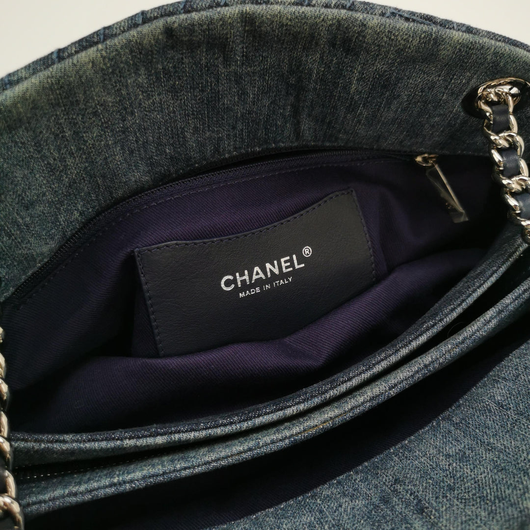 Chanel2012  Camellia Mademoiselle Denim Shoulder Bag Blue
