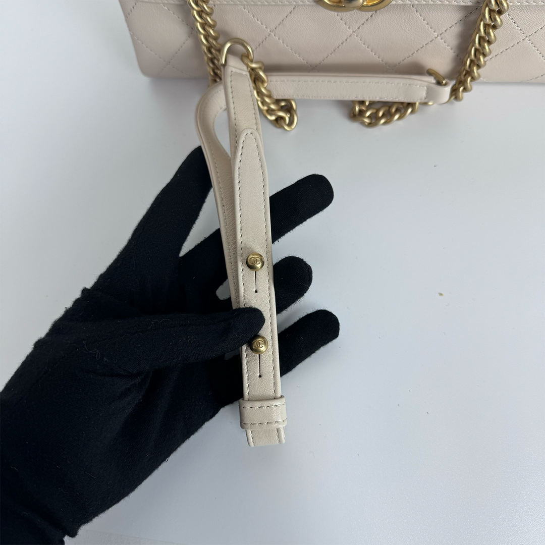 Chanel Lambskin Quilted Coco Luxe Flap Beige Small Bag 2019