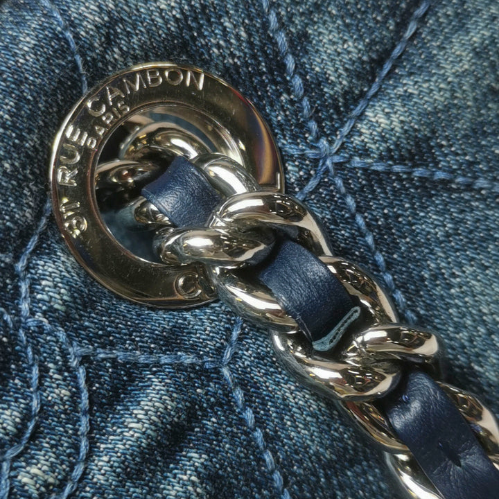 Chanel2012  Camellia Mademoiselle Denim Shoulder Bag Blue