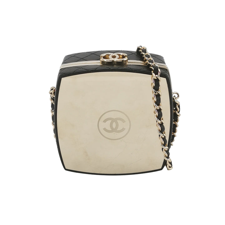 Chanel 2021 Makeup Box Mirror Clutch Black Quilted Lambskin