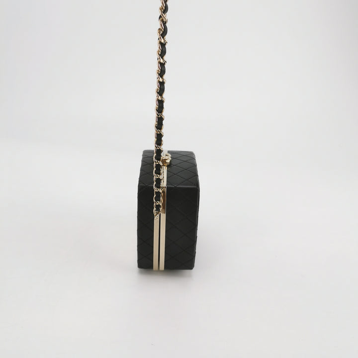 Chanel 2021 Makeup Box Mirror Clutch Black Quilted Lambskin
