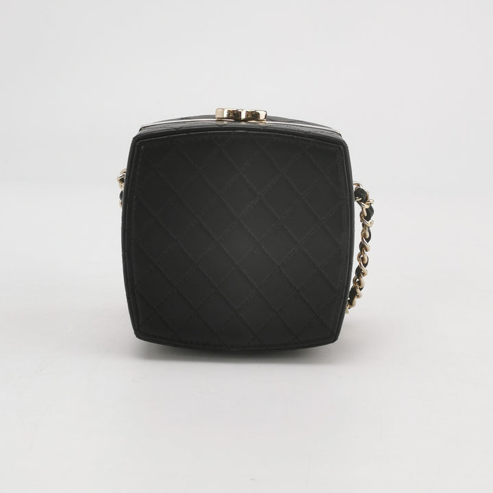 Chanel 2021 Makeup Box Mirror Clutch Black Quilted Lambskin