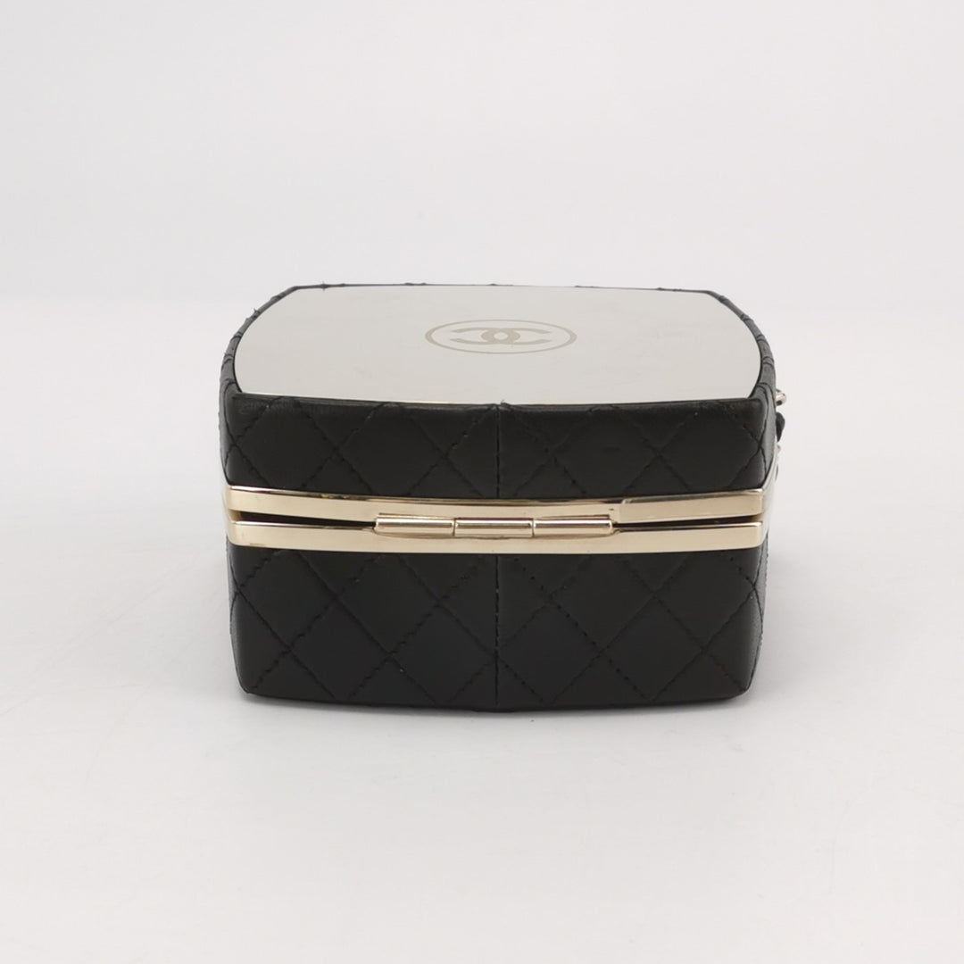 Chanel 2021 Makeup Box Mirror Clutch Black Quilted Lambskin