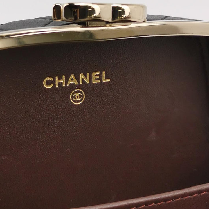 Chanel 2021 Makeup Box Mirror Clutch Black Quilted Lambskin