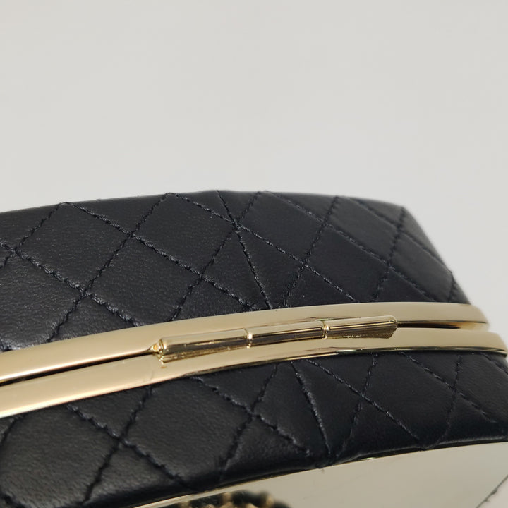 Chanel 2021 Makeup Box Mirror Clutch Black Quilted Lambskin