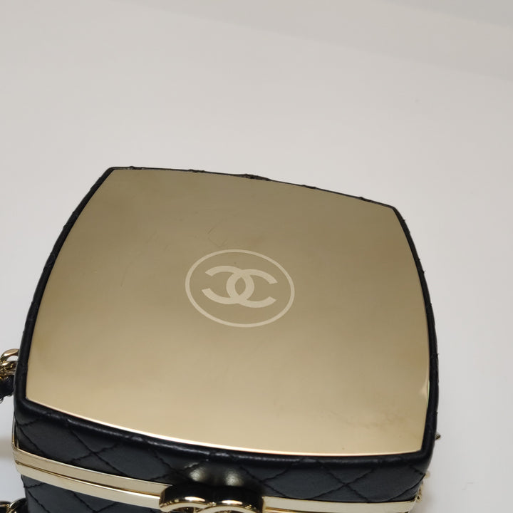 Chanel 2021 Makeup Box Mirror Clutch Black Quilted Lambskin
