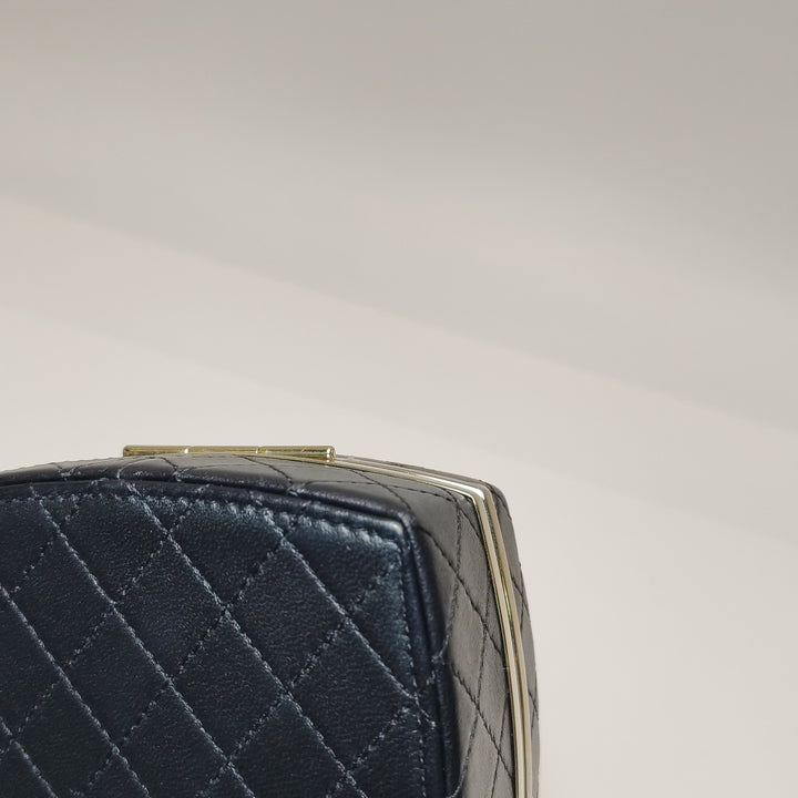 Chanel 2021 Makeup Box Mirror Clutch Black Quilted Lambskin
