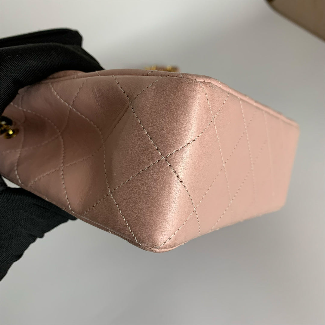 Chanel Vintage Pink Lambskin Mini Square Flap Bag