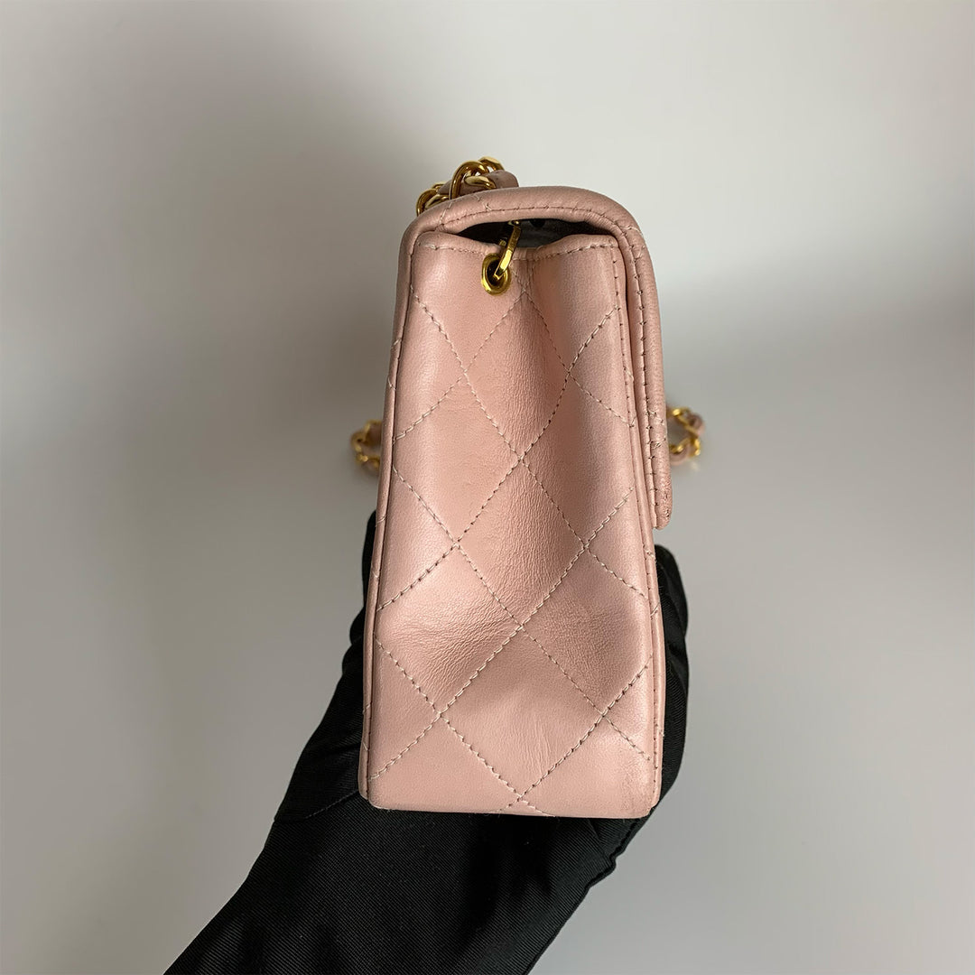 Chanel Vintage Pink Lambskin Mini Square Flap Bag