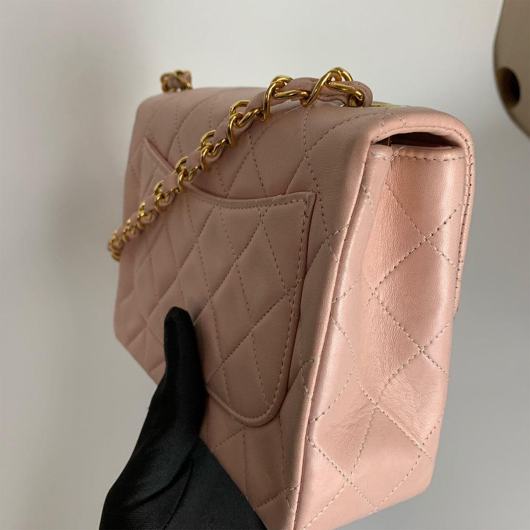 Chanel Vintage Pink Lambskin Mini Square Flap Bag