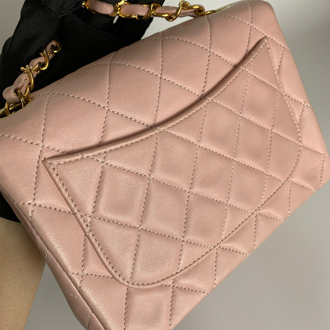 Chanel Vintage Pink Lambskin Mini Square Flap Bag