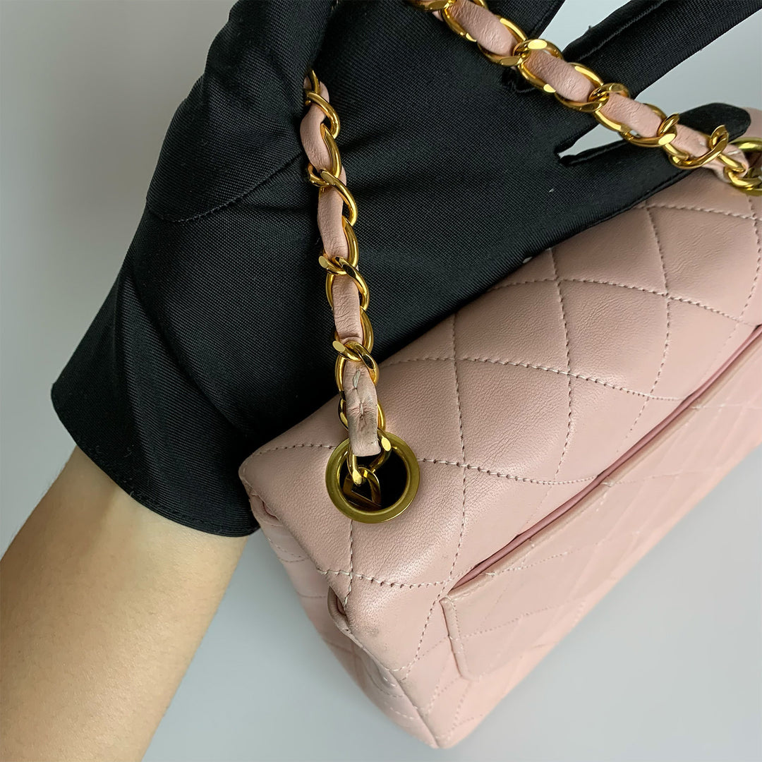 Chanel Vintage Pink Lambskin Mini Square Flap Bag