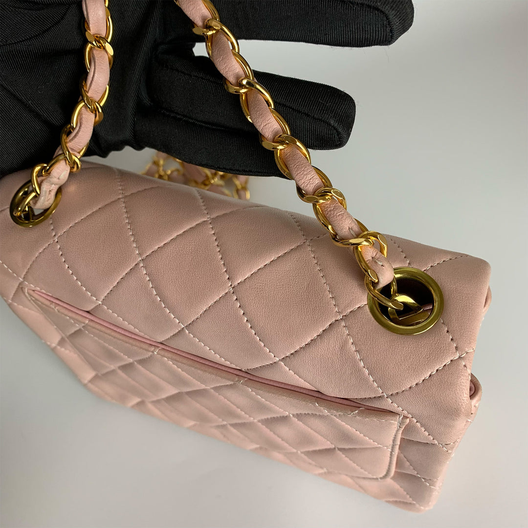 Chanel Vintage Pink Lambskin Mini Square Flap Bag