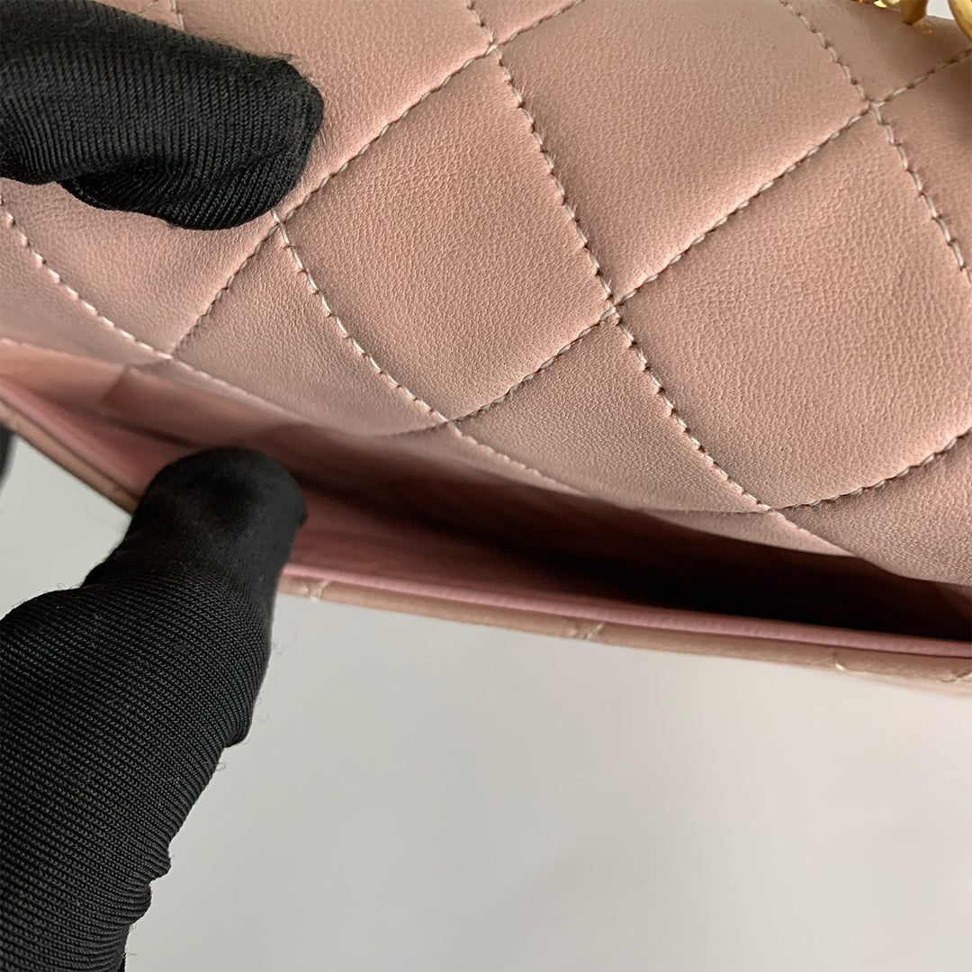 Chanel Vintage Pink Lambskin Mini Square Flap Bag
