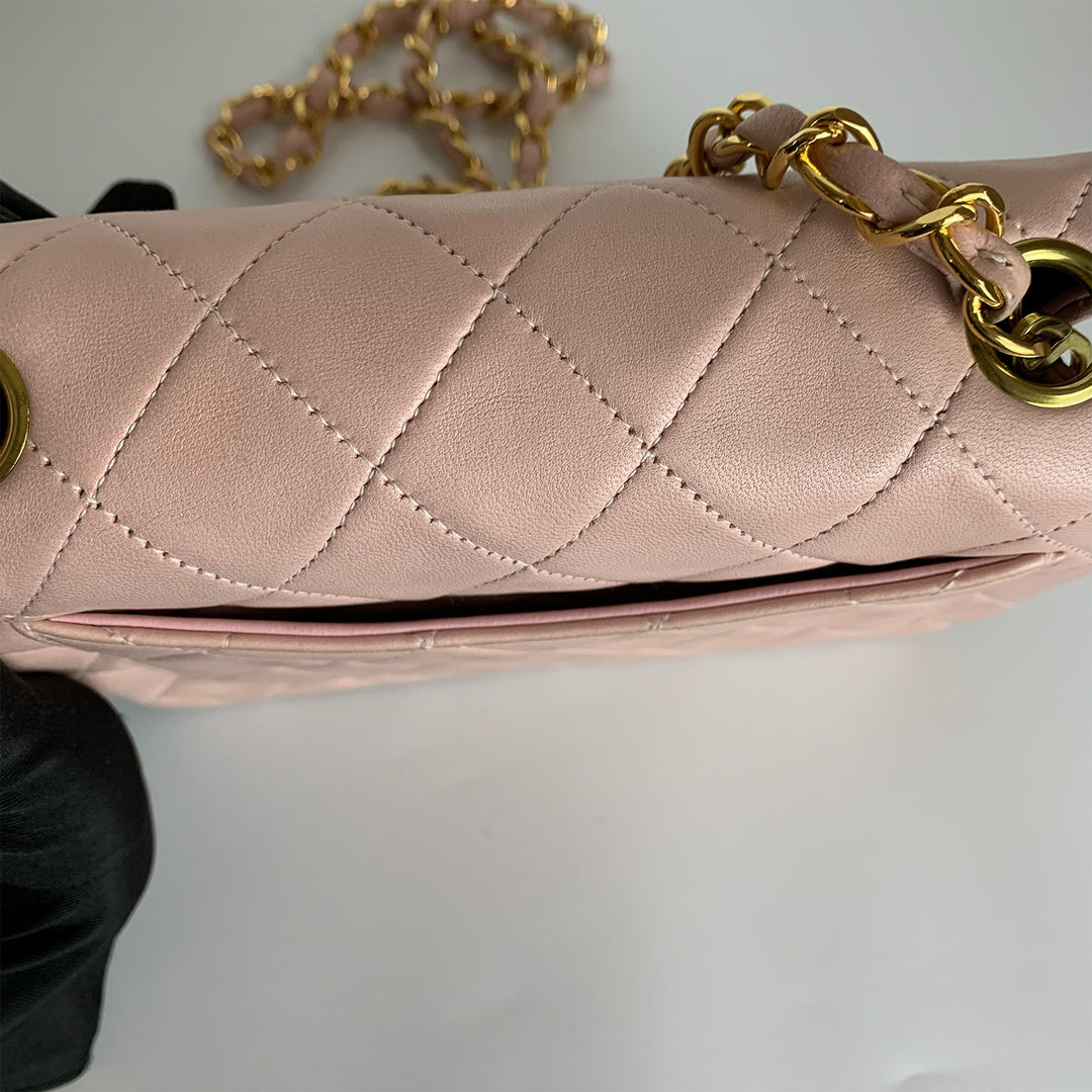 Chanel Vintage Pink Lambskin Mini Square Flap Bag