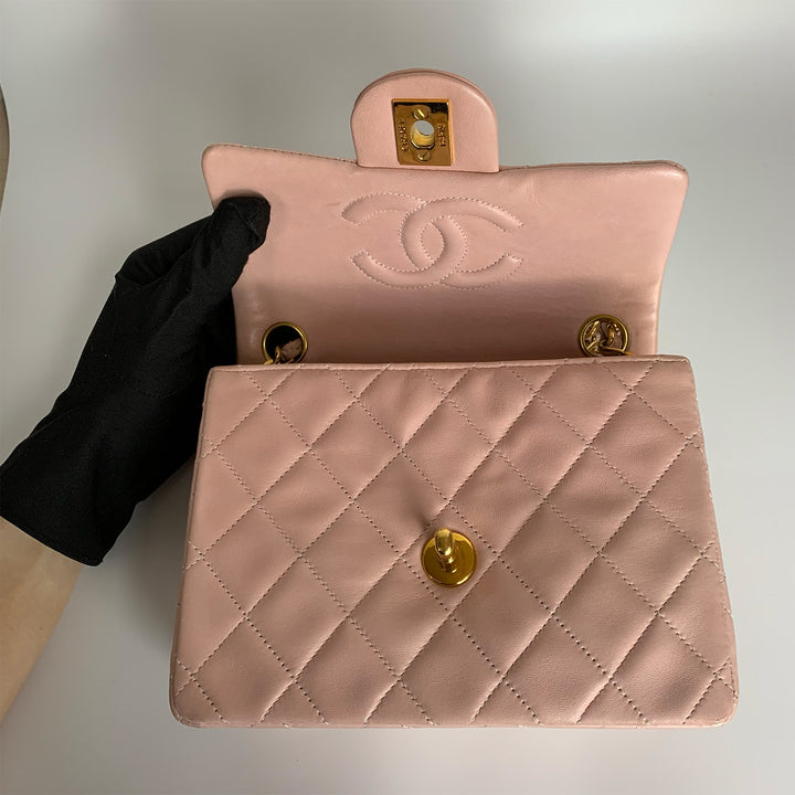 Chanel Vintage Pink Lambskin Mini Square Flap Bag