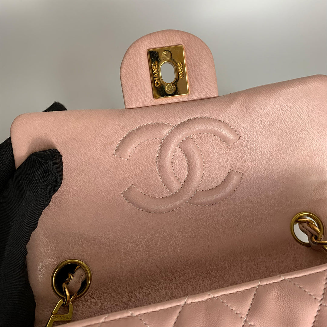Chanel Vintage Pink Lambskin Mini Square Flap Bag