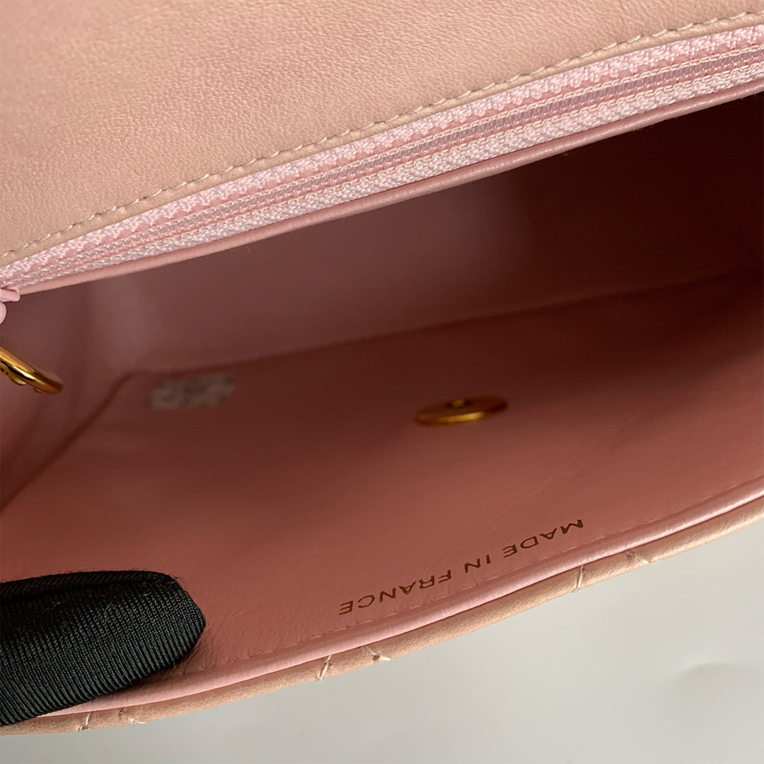 Chanel Vintage Pink Lambskin Mini Square Flap Bag