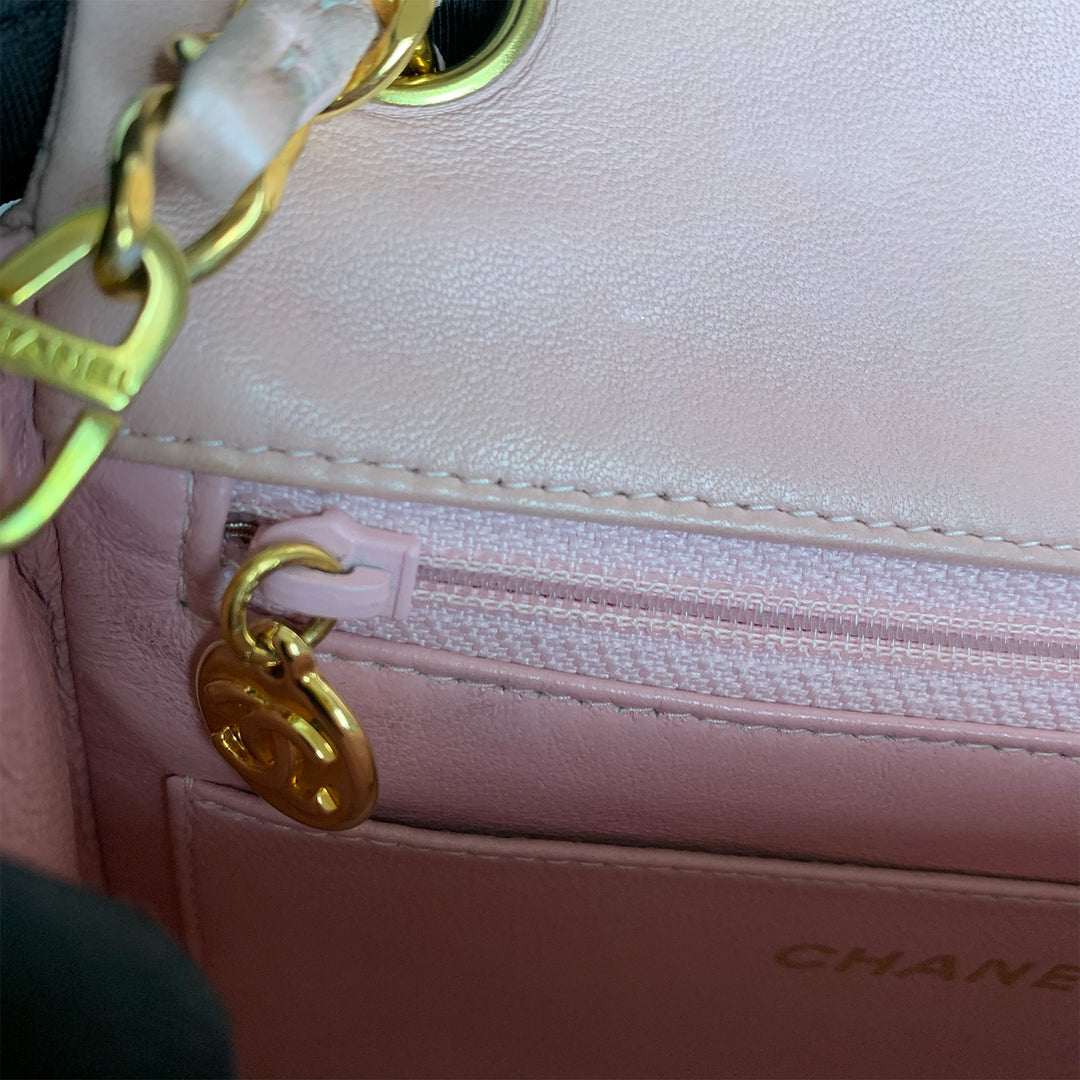 Chanel Vintage Pink Lambskin Mini Square Flap Bag