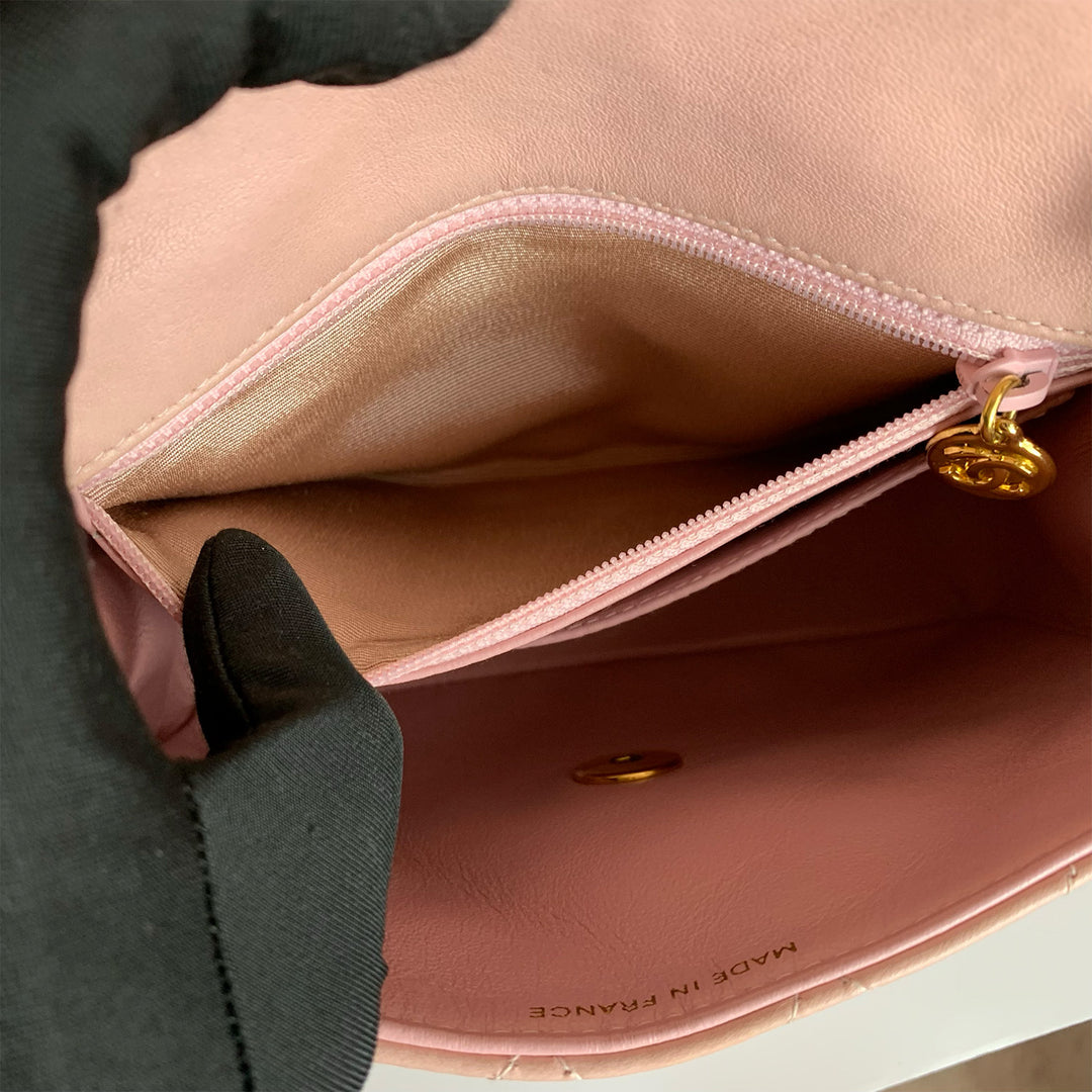 Chanel Vintage Pink Lambskin Mini Square Flap Bag