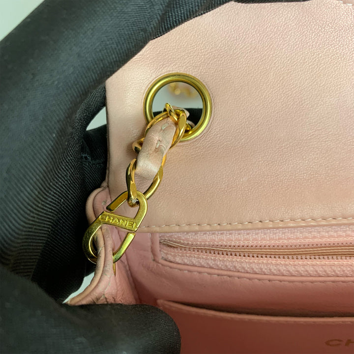 Chanel Vintage Pink Lambskin Mini Square Flap Bag