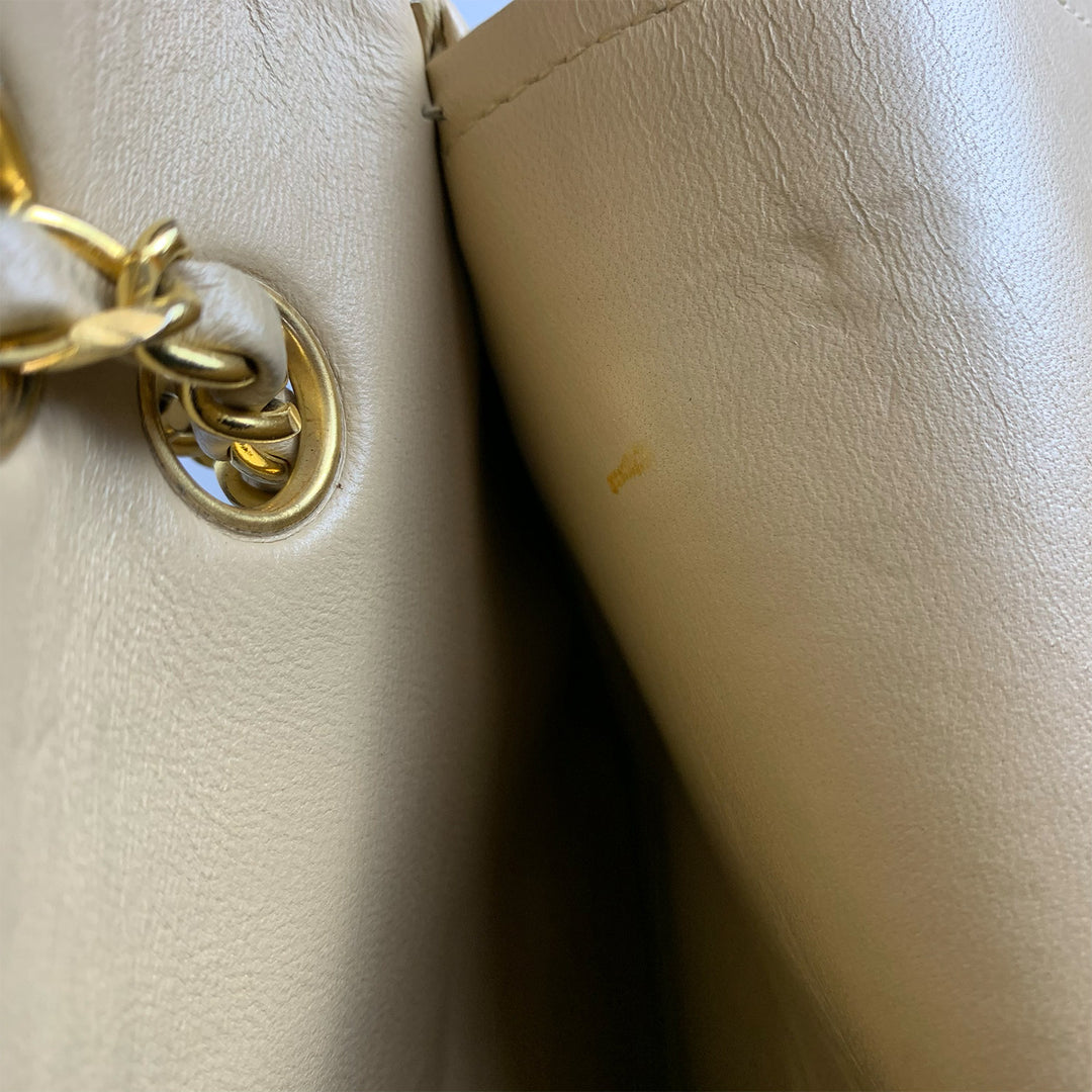 Chanel Vintage Medium Classic Double Flap in Beige Lambskin and Gold Hardware